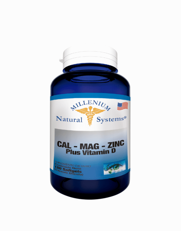 Calcio Magnesio Zinc Plus con Vitamina D Millenium Natural Systems 100 Cápsulas