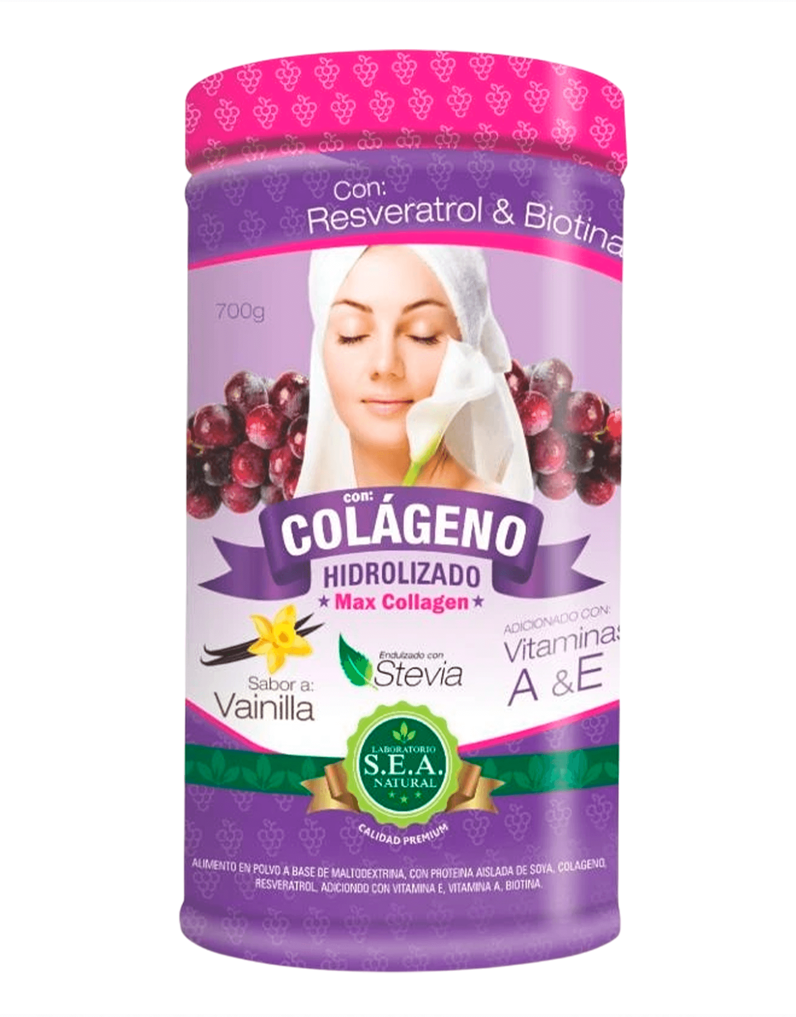 Colágeno Hidrolizado con Biotina Y resveatrol 700g - S.E.A NATURLA