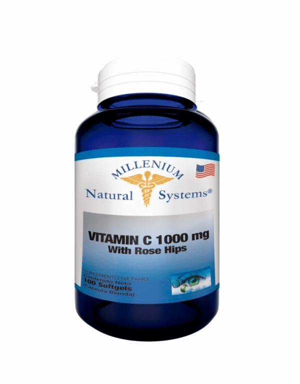 Vitamina C 1000mg con Rose Hips Millenium Natural Systems 100 Cápsulas