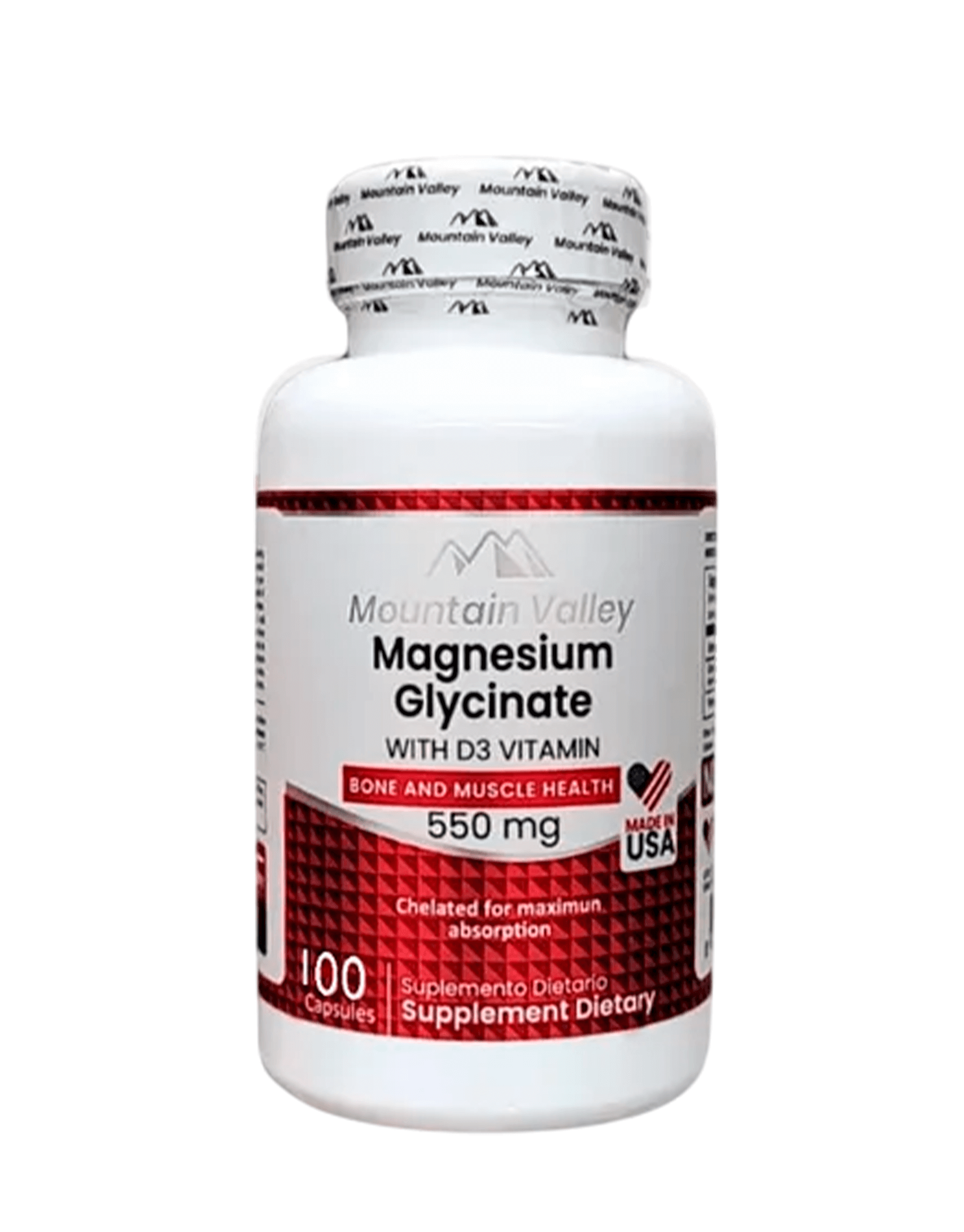 Magnesium Glycinato 500 mg X100 Capsulas - Mountain Valley