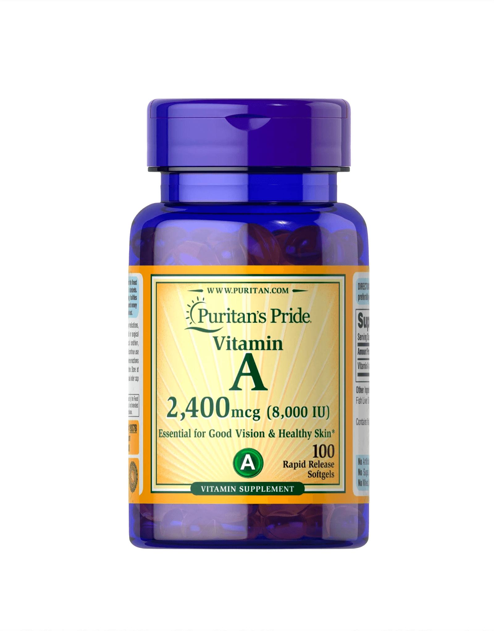 Vitamina A 2400 mcg (8000 IU). Puritan's Pride x100 cápsulas