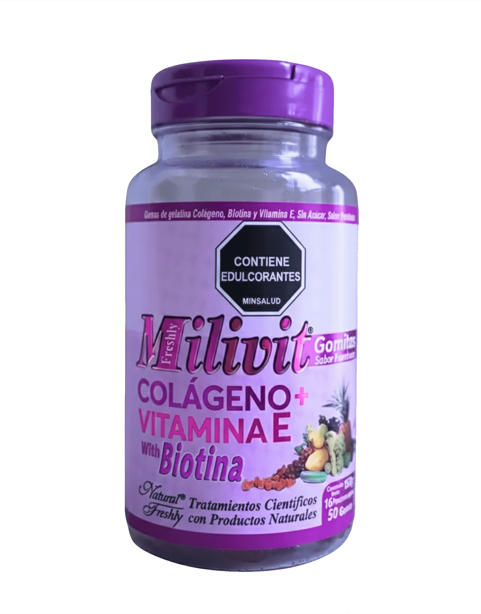 Colágeno + Vitamina E Con Biotina Milvit 50 Gomas Natural - Freshly