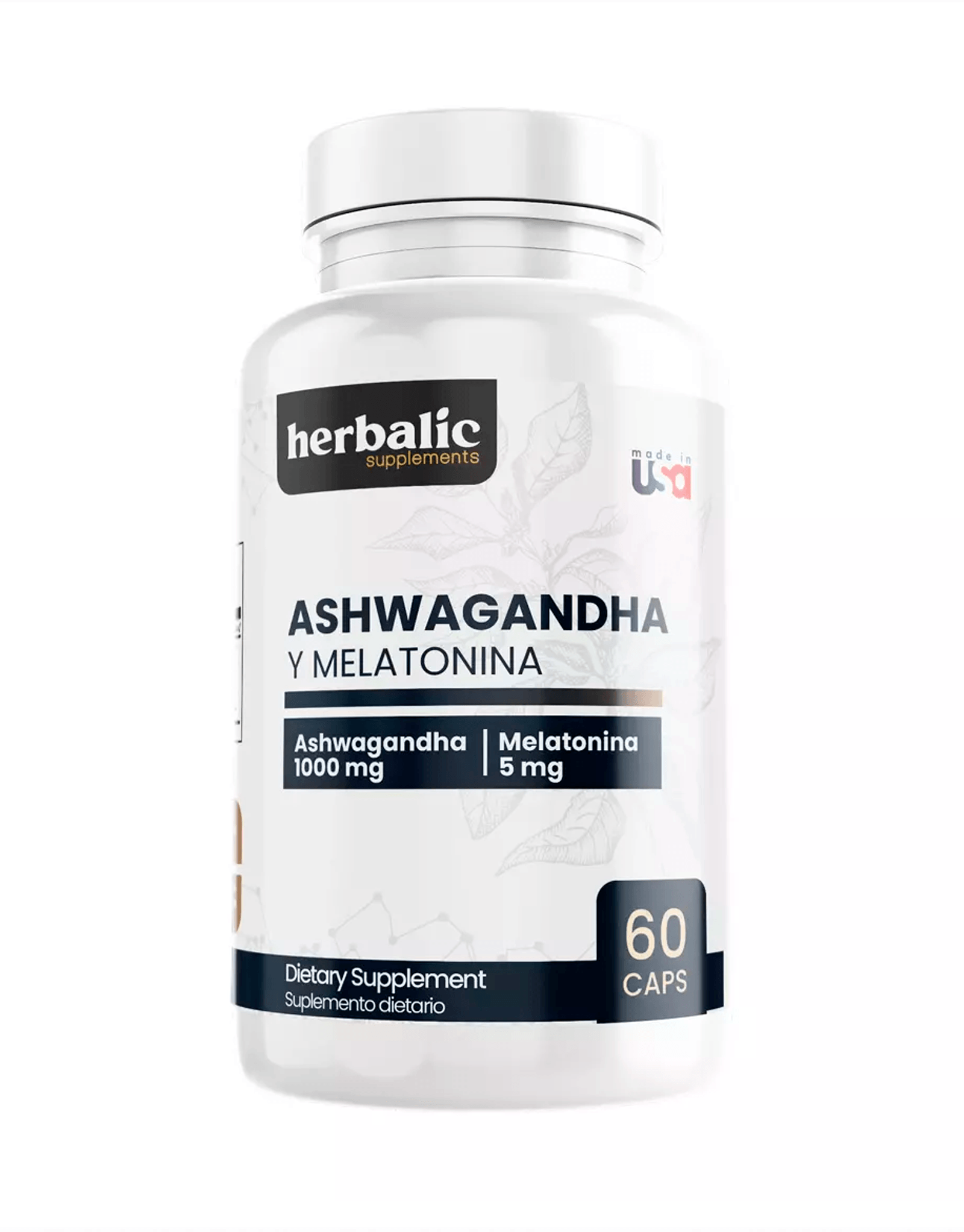 Ashwagandha y Melatonina 1000mg 60 cápsulas - Herbalic 0