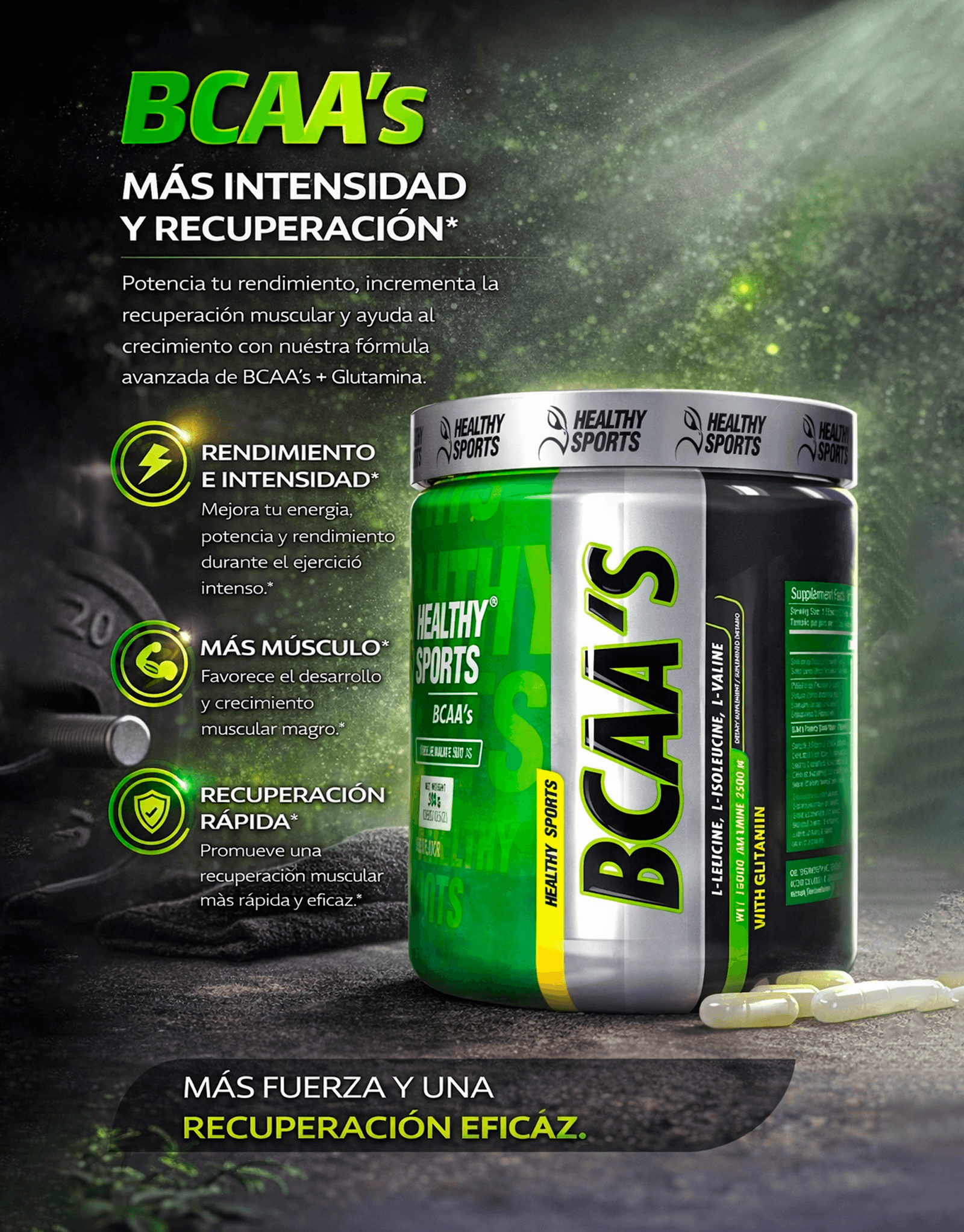 BCAA’S Polvo x 384 Grs – Healthy Sports 1
