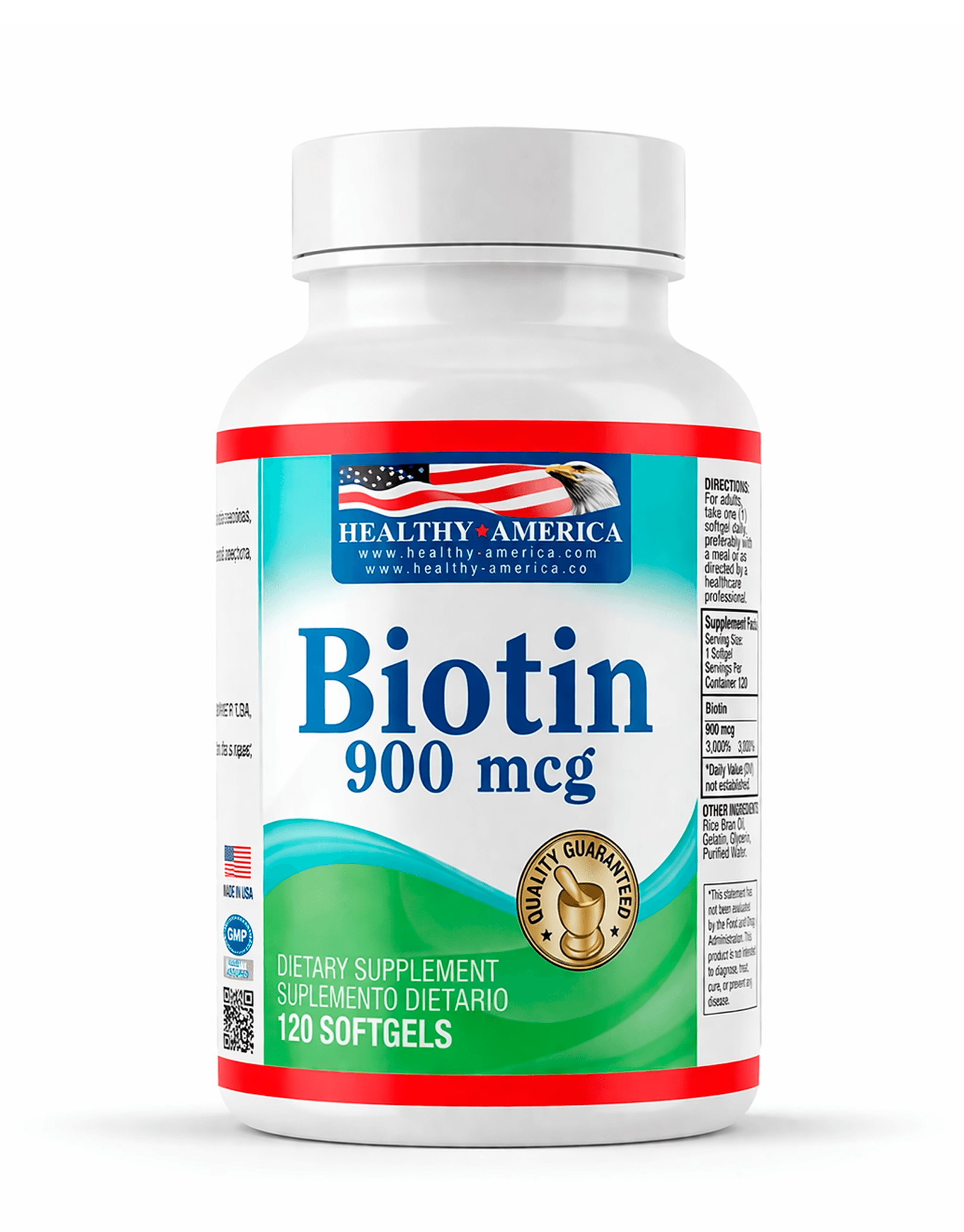 Biotina 900 mcg x 120 softgels- Healthy America 0