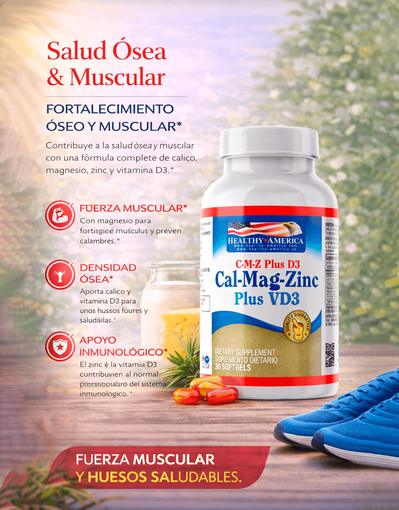 Cal-Mag-Zinc plus VD3 90 softgels - Healthy America 1