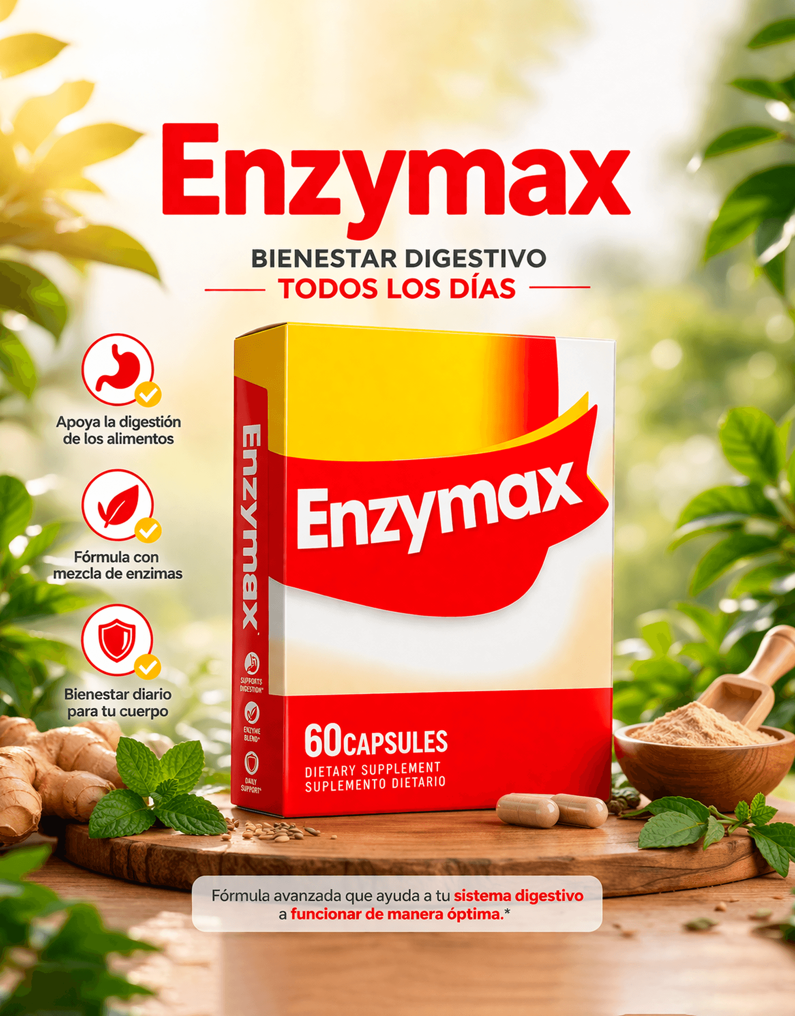 Enzymax Enzima Digestiva x 60 Cápsulas - Healthy America 1