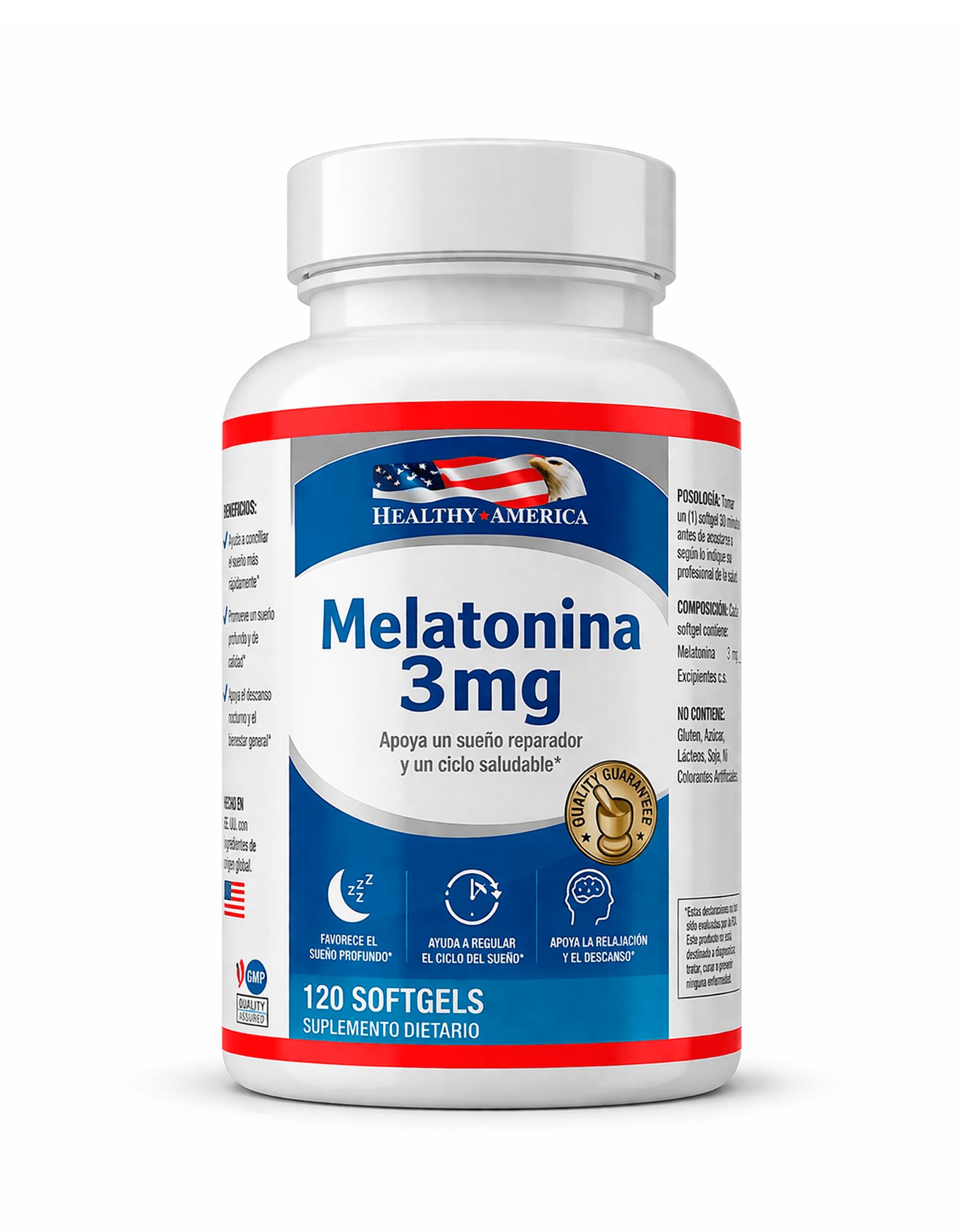 Melatonina 3 mg x 120 Softgels - Healthy America 0