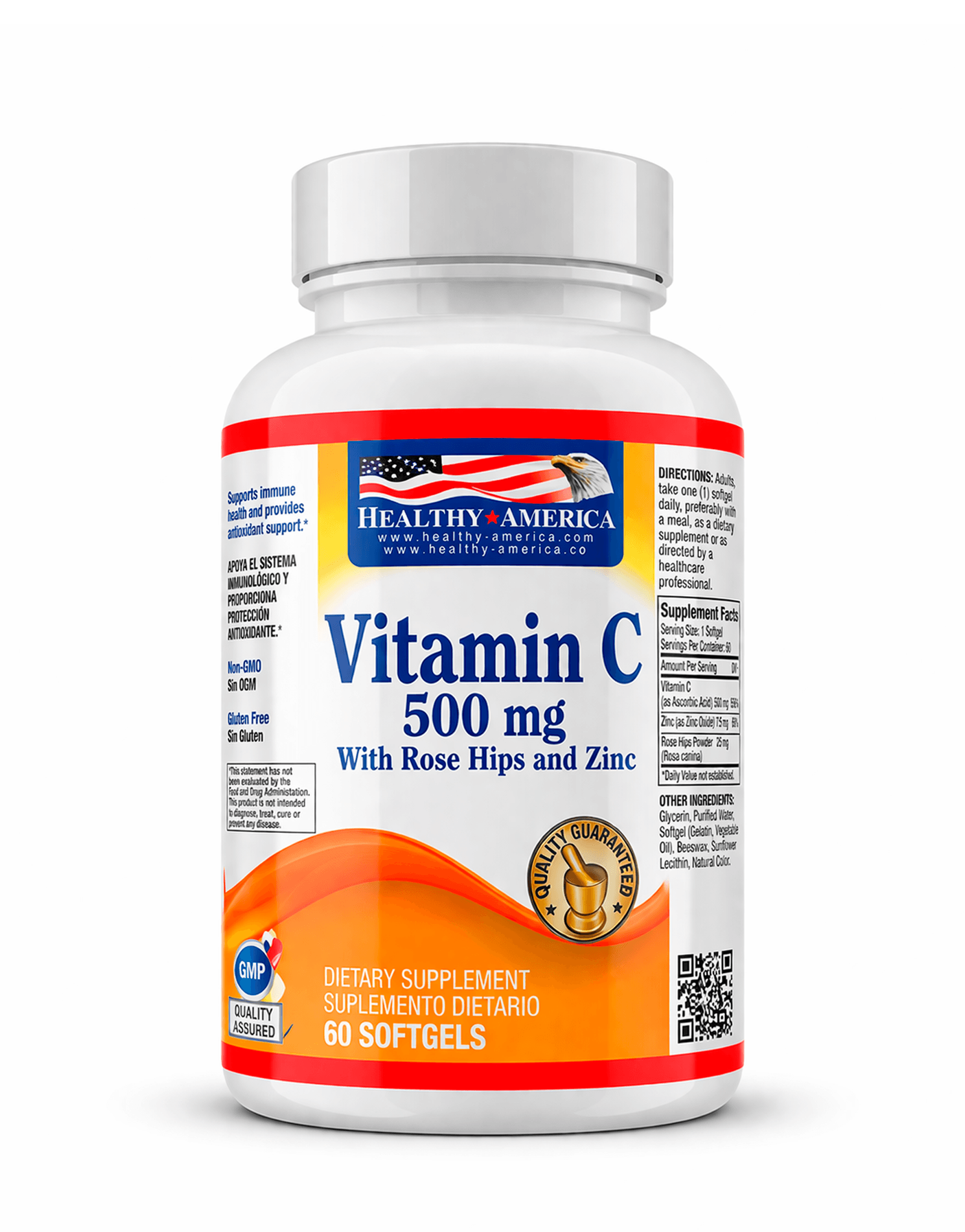 Vitamina C 500 mg x 60 Softgels - Healthy America 0