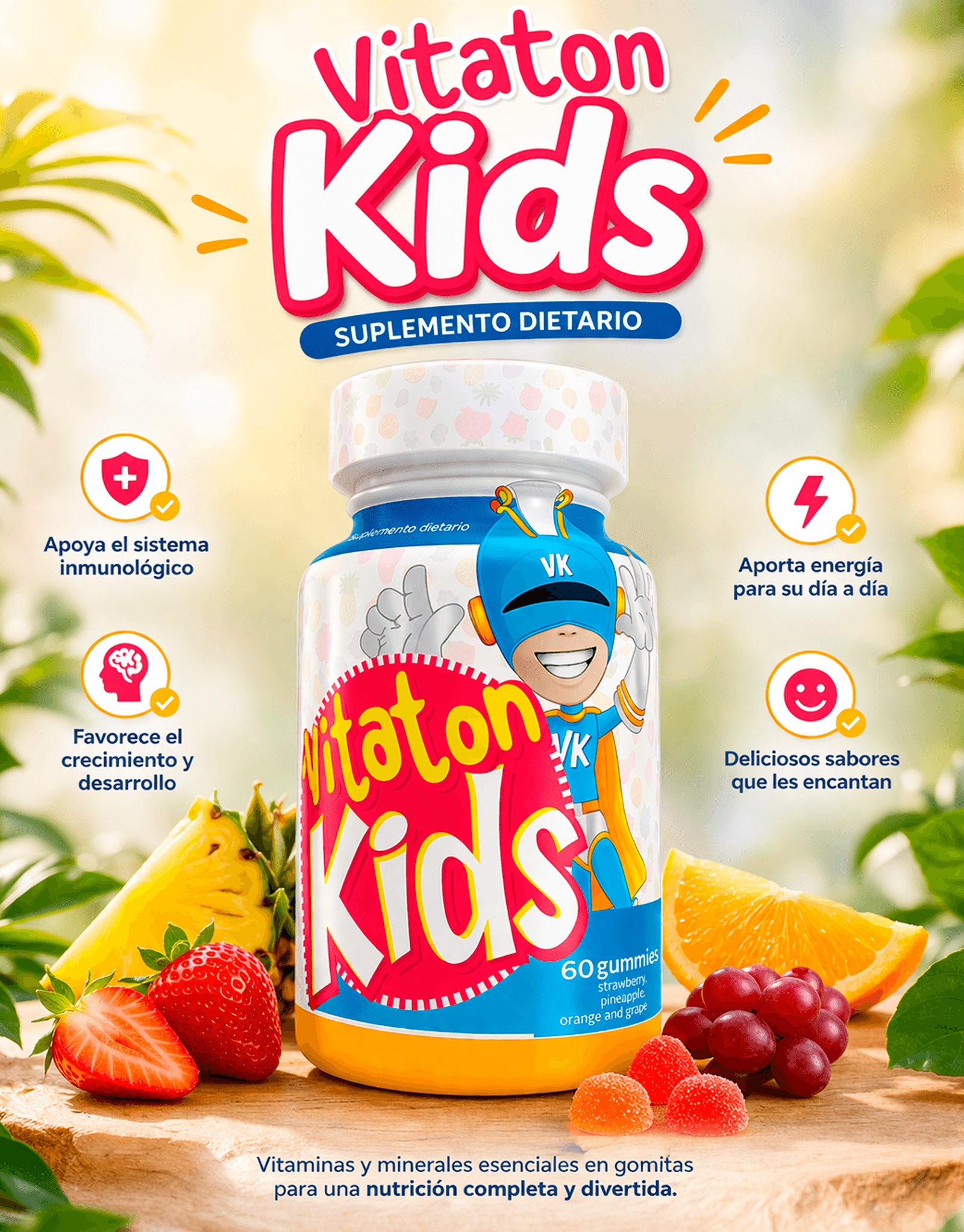 Vitaton kids Multivitaminico para niños por 60 gomitas 1