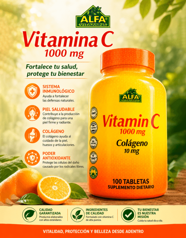 Vitamina C + Colageno 1000Mg x100 - ALFA VITAMINS