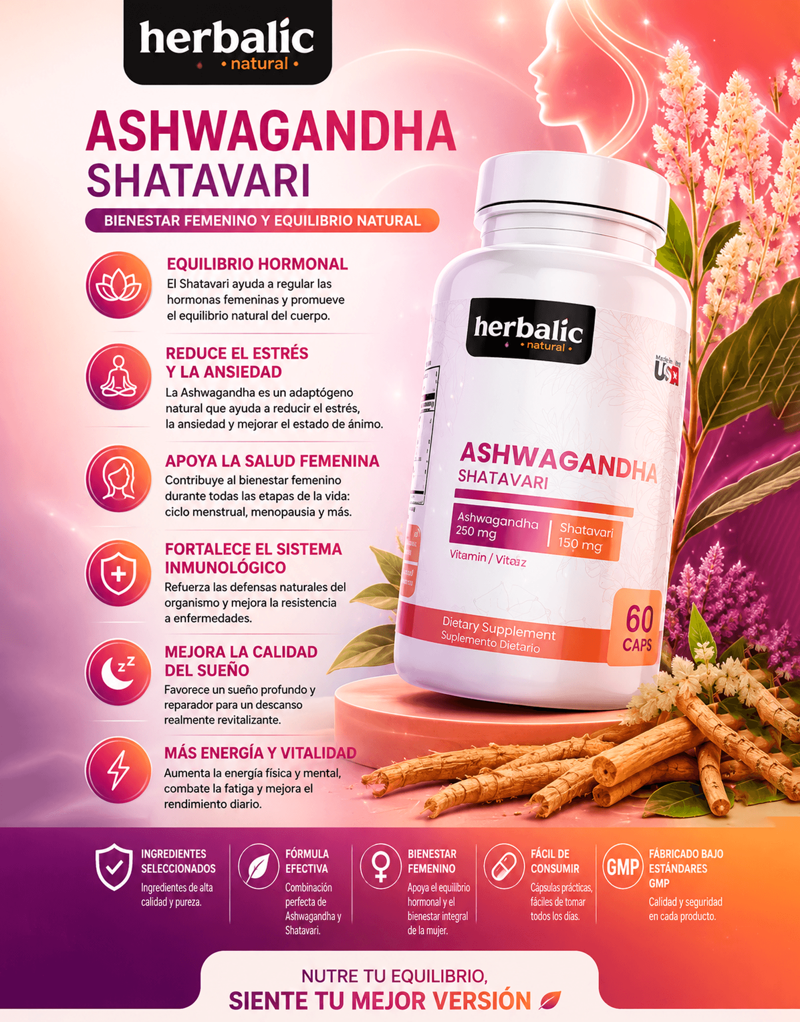 Ashwagandha Shatavari Herbalic 60 capsulas